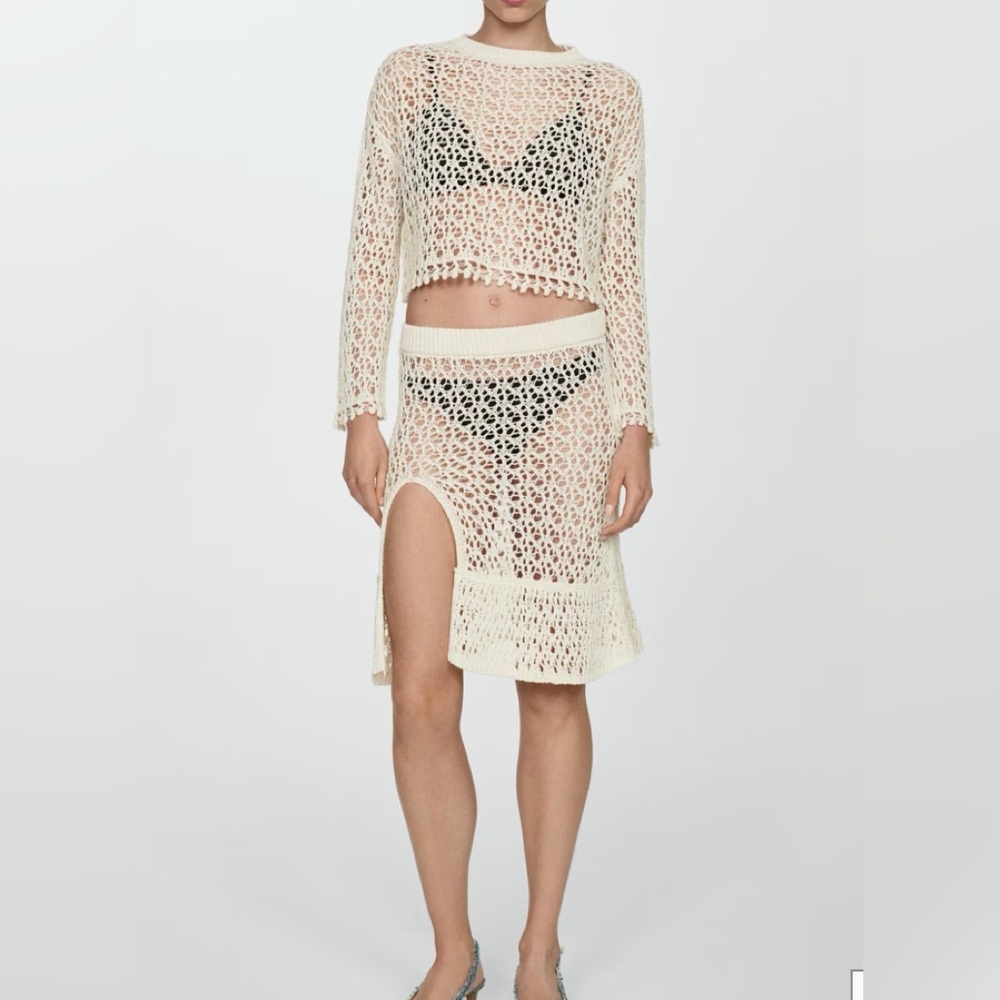Mango Cream Crochet Swim skirt